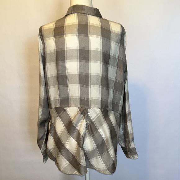 Lucky Brand gray and white super soft flannel button up shirt szL - Picture 5 of 11